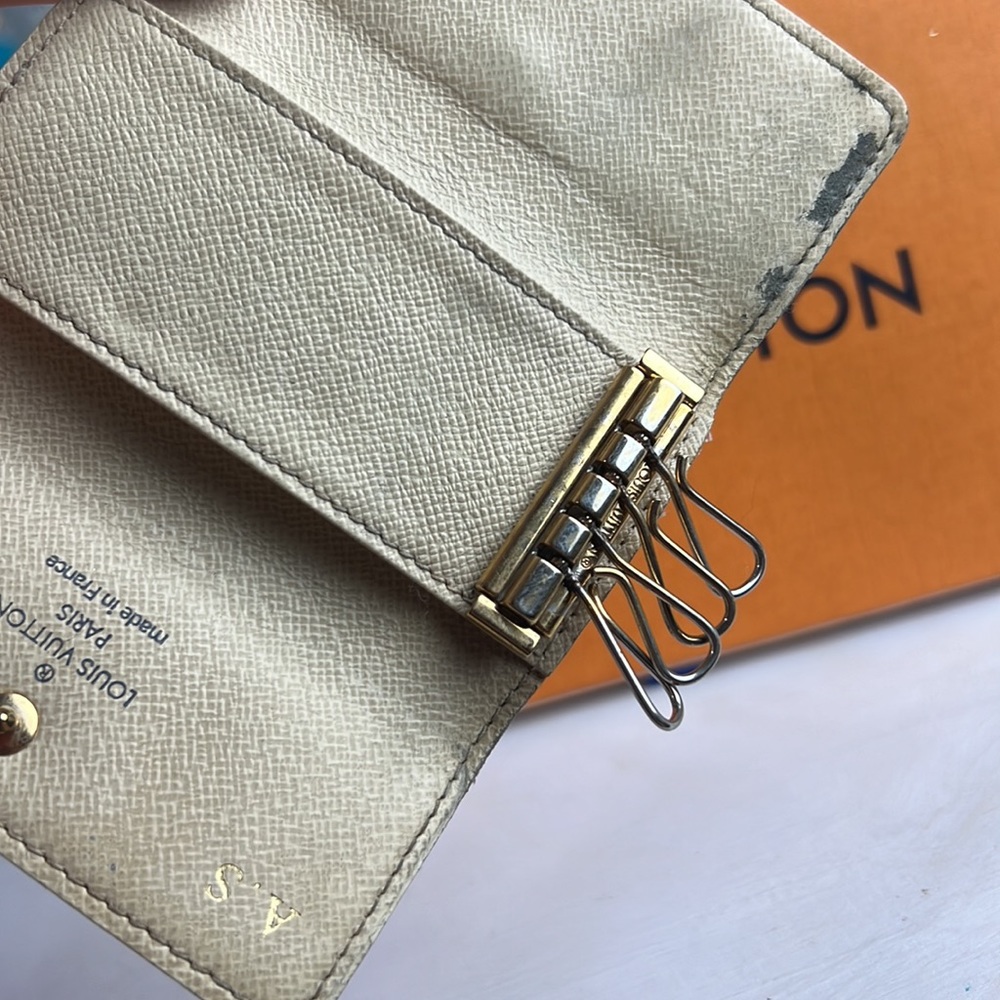 Auth. Louis Vuitton Damier Azul 4 Hook Ring Key Holder Case Wallet Multicles LV - Picture 12 of 17